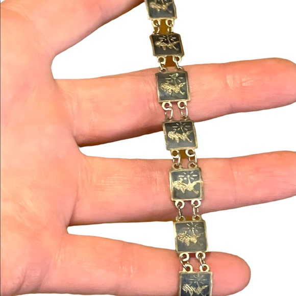 Vintage 1940s Sterling silver 925 SIAM Goddess link bracelet - Picture 4 of 6